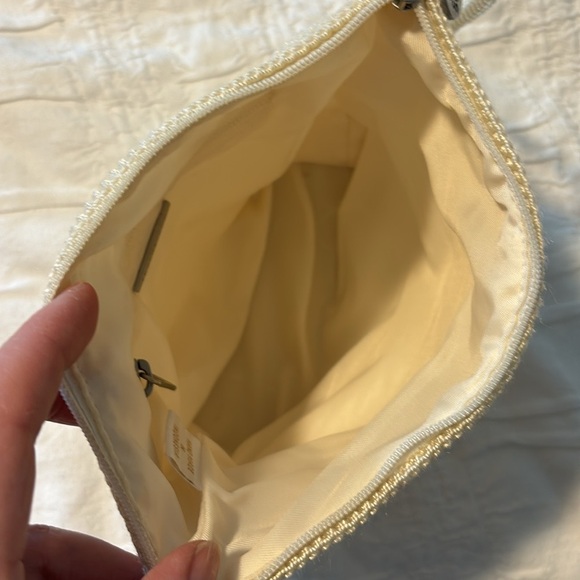 THE SAK woven lined mini purse bag crochet handle interior zippered pocket cream - Picture 5 of 15